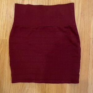 Maroon bandage mini skirt